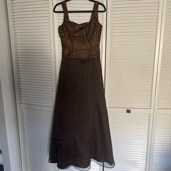 Vintage Dresses & Skirts - Vintage Betsy & Adam Metallic brown corset top gown long dress formal prom 8